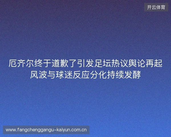 厄齐尔终于道歉了引发足坛热议舆论再起风波与球迷反应分化持续发酵
